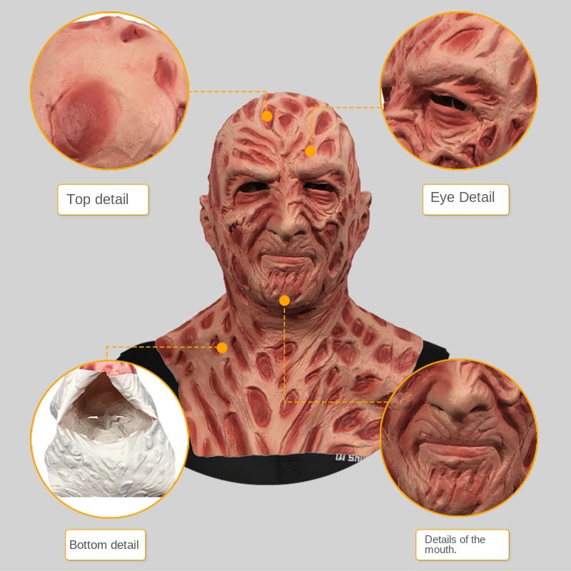Burned Nightmare Horror Latex Mask for Adults, costume photo