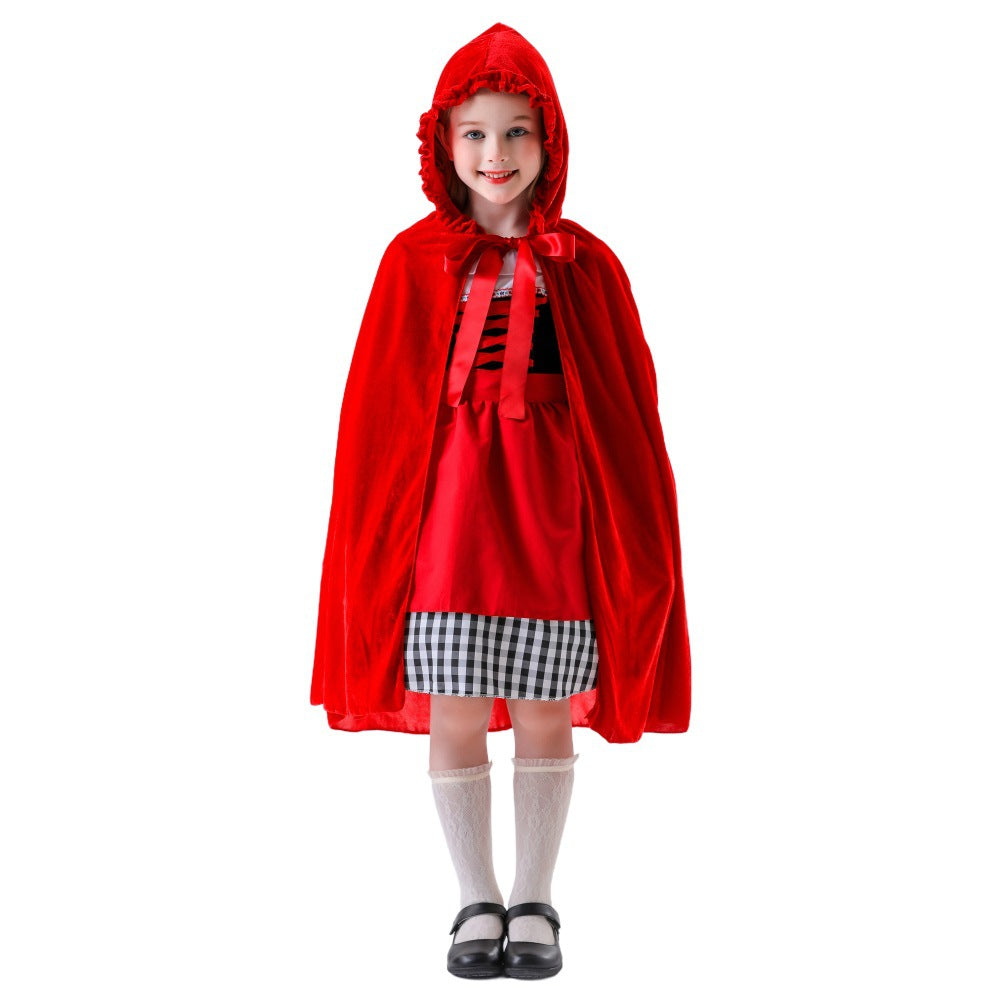 Little Red Riding Hood Big Bad Wolf Costume for Kids, front view on a white background