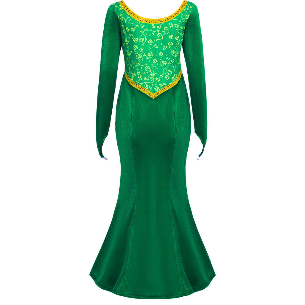 Shrek Princess Fiona Costume Women Long Green Dress Halloween Cosplay S-2XL – photo 2
