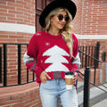 Christmas tree deer jacquard Christmas pullover sweater for women