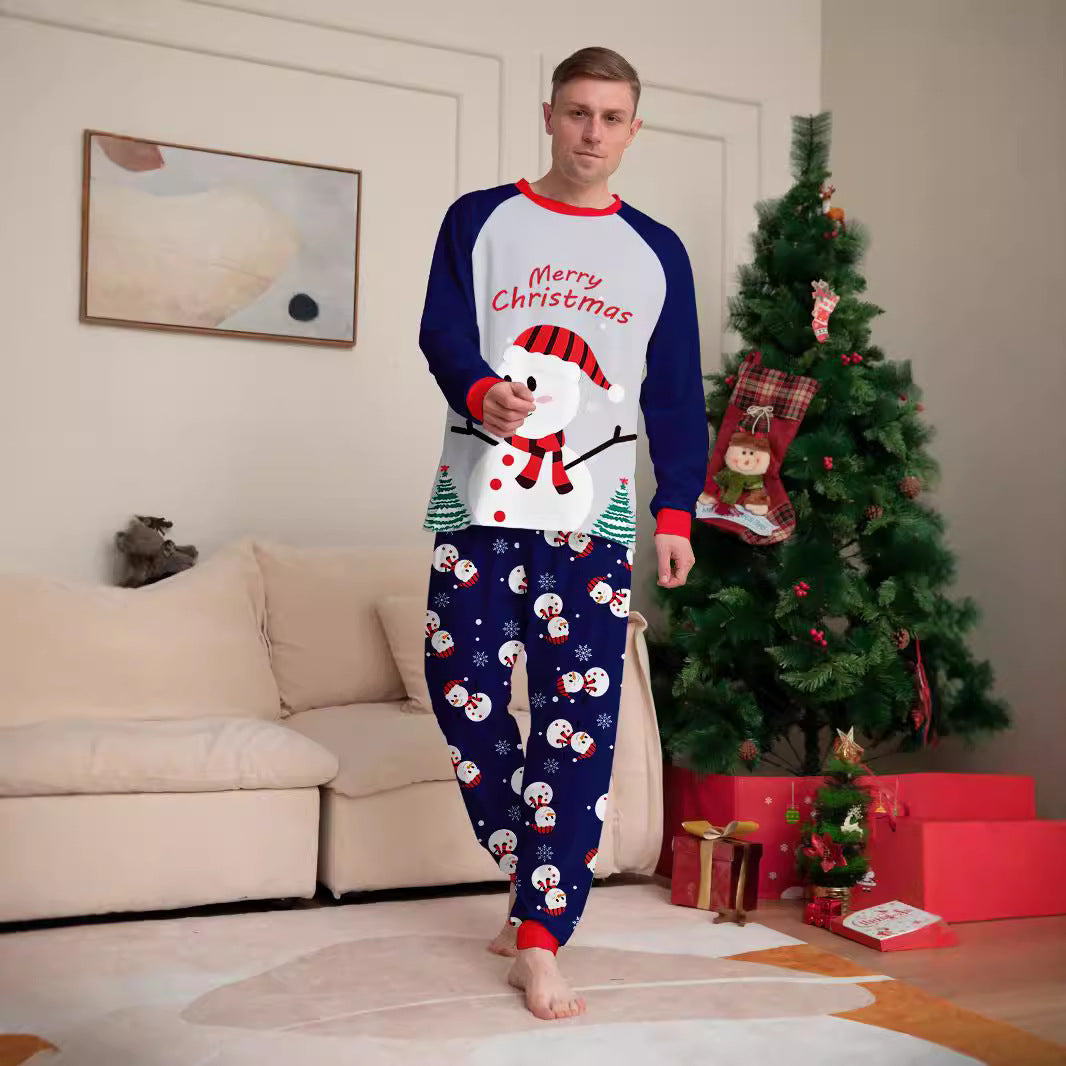 Christmas Family Matching Pajamas with Snowman, Snowflake, Letter Cartoon Print Home Wear Sleepwear