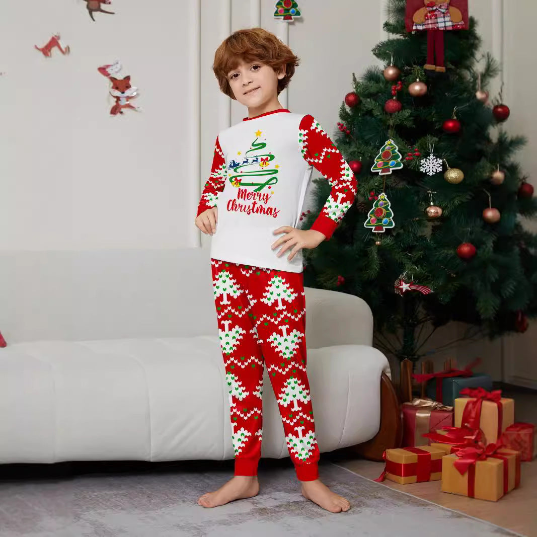 Deer Letter Christmas Tree Christmas Family Matching Printed Home Wear Pajamas