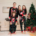 Family Christmas Pajamas  Black Printed Home Wear with Light-Up Design, Matching Parent-Child Outfits