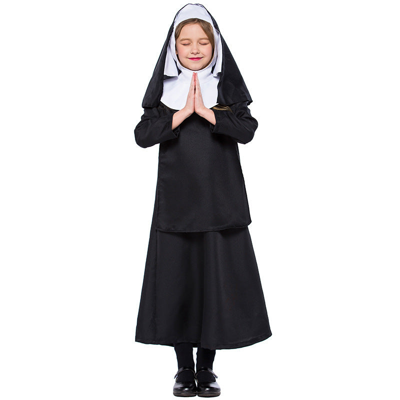 Black Nun Costume for Girls, product photo 5 on a white background