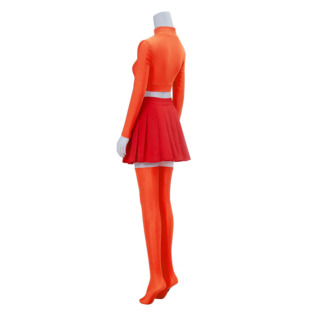 Orange Sweater Detective Costume for Women, product photo 3 on a white background