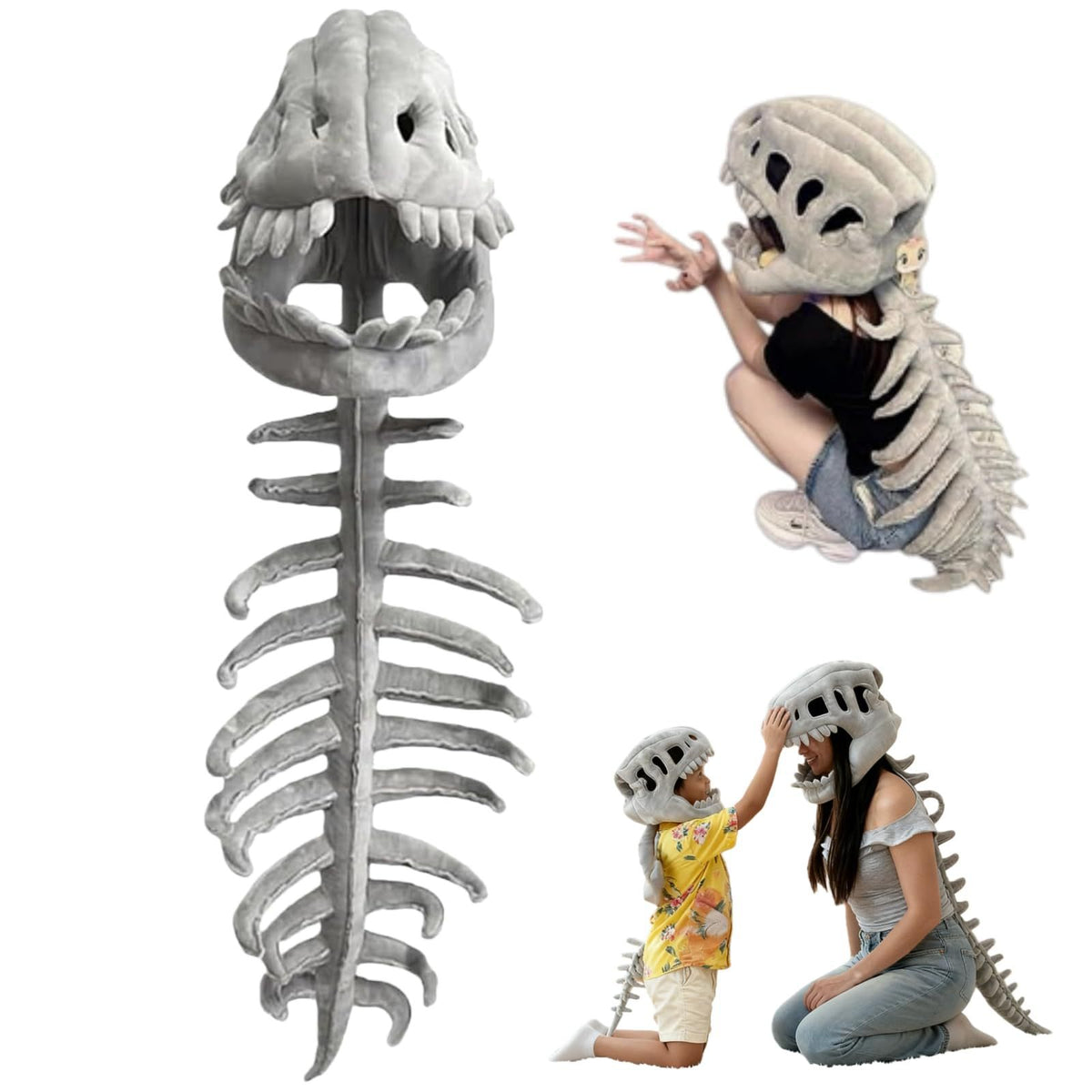 Dinosaur Skeleton T-Rex Hoodie Costume for Adults, front view on a white background