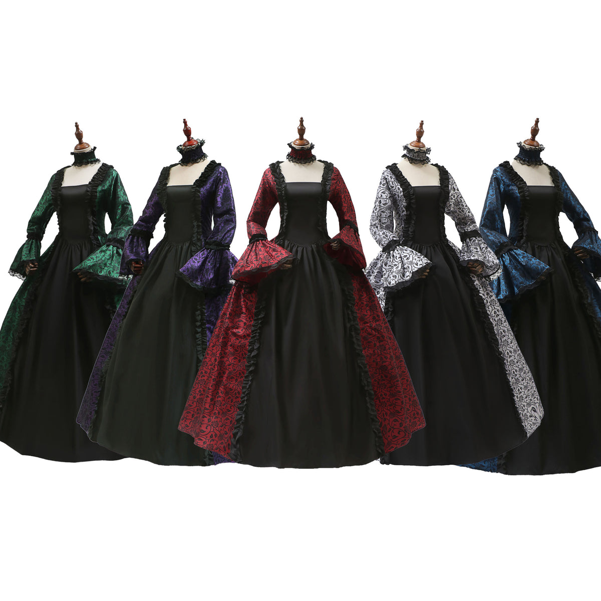 Victorian Costume Women Retro Dress Halloween Cosplay Vintage Gown
