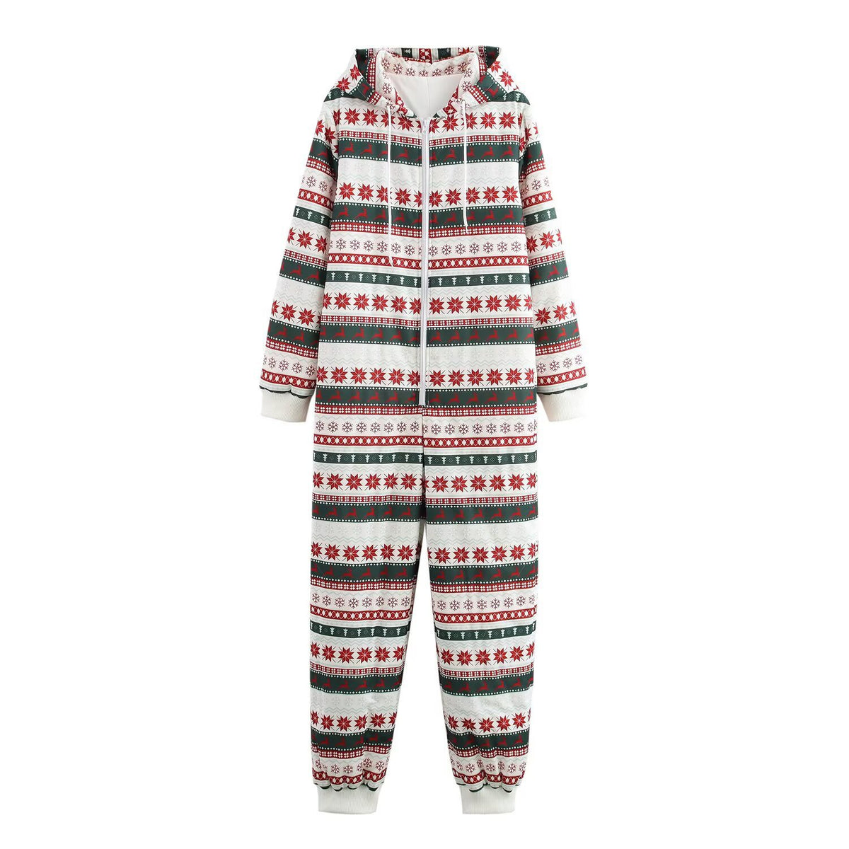 Christmas Print Long Sleeve Loose Fit Jumpsuit Cotton Coat