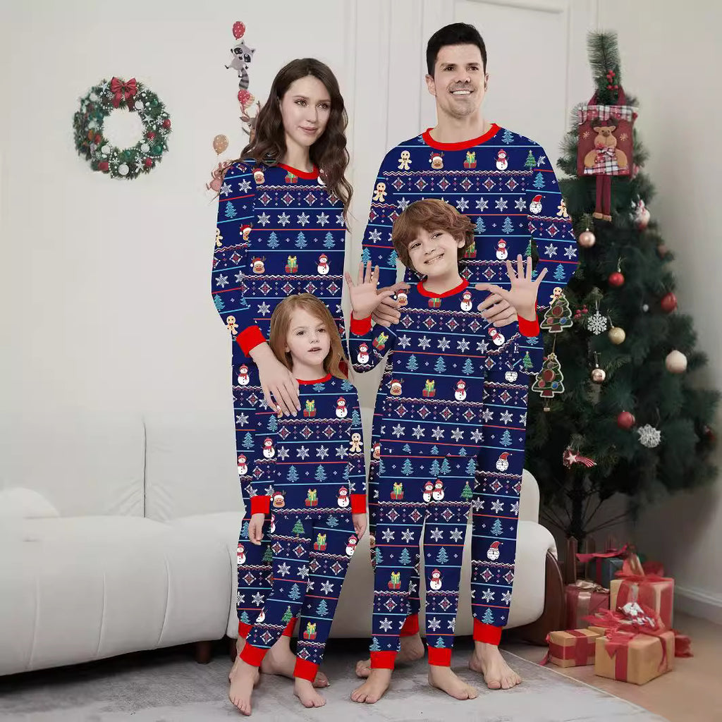 Christmas Snowman Snowflake Stripe Print Family Matching Pajamas Home Wear
