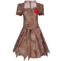 Malicious Doll Ghost Bride Scarecrow Costume for Women, front view on a white background