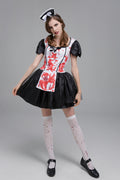Horror Print Costume Women Halloween Cosplay Dance Outfit – Black