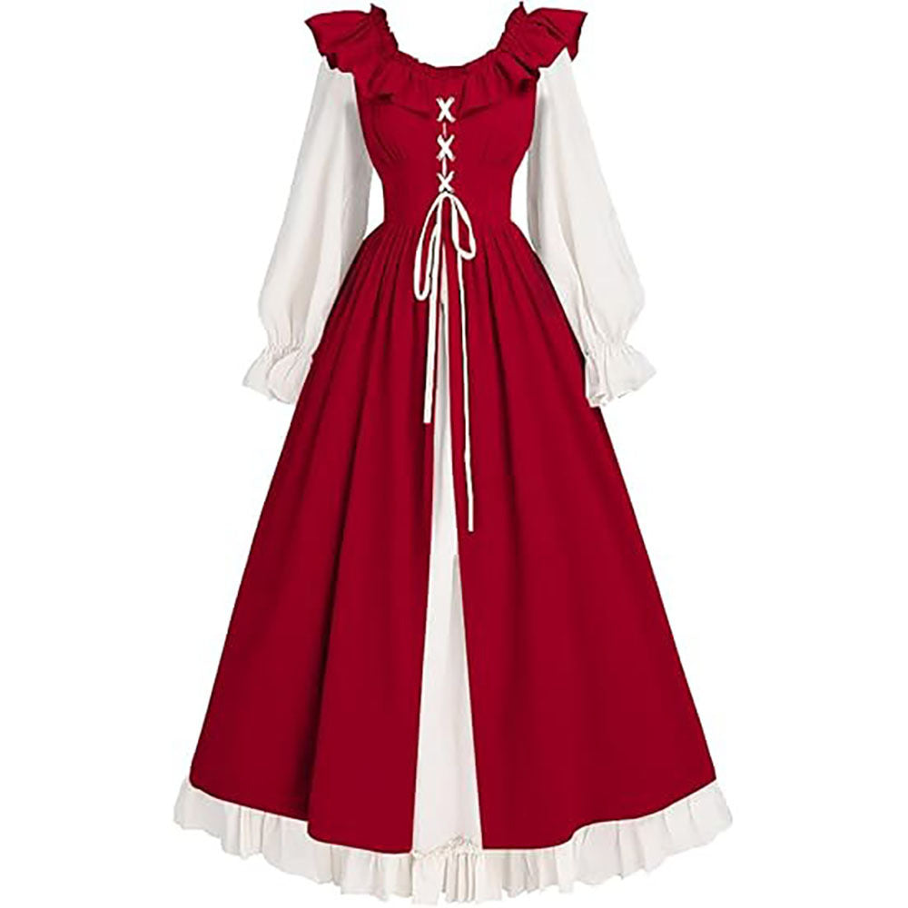 Medieval Renaissance Victorian Lace-Up Dress for Women, product photo 2 on a white background