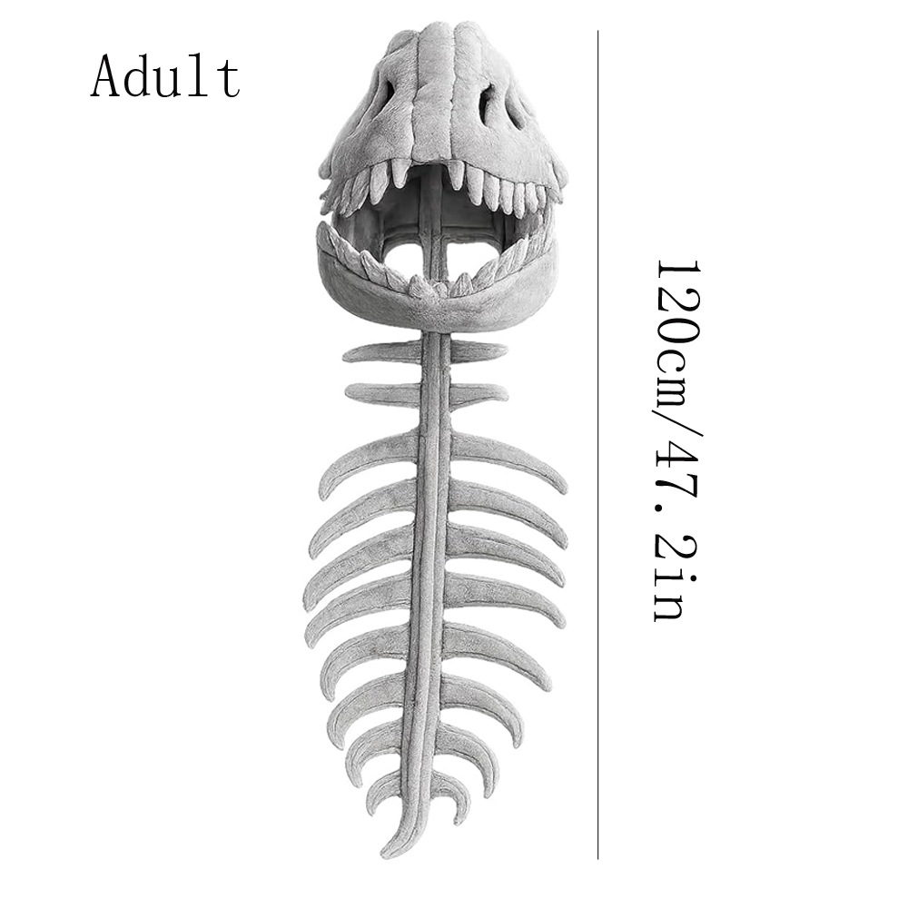 Dinosaur Skeleton T-Rex Hoodie Costume for Adults, product photo 4 on a white background