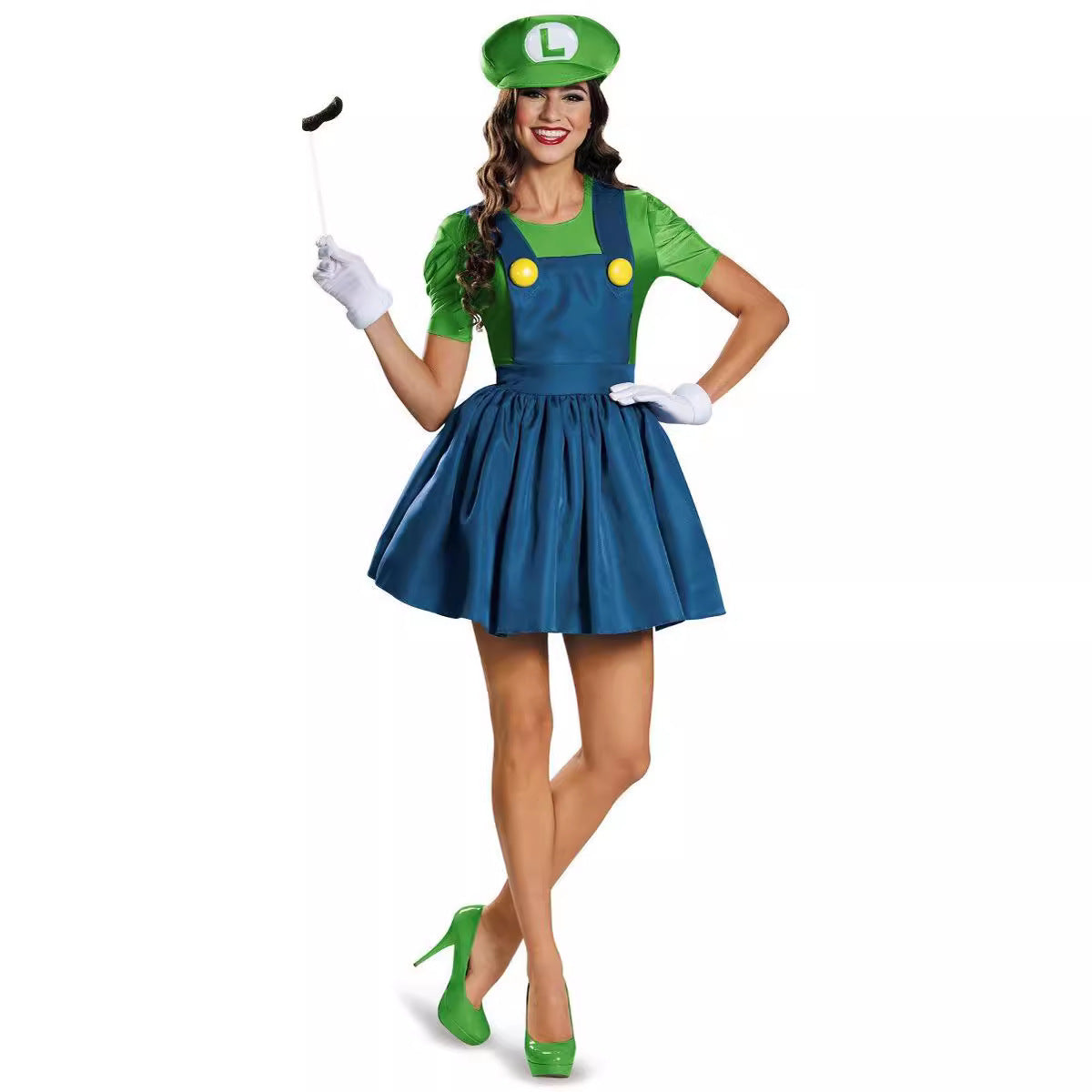 Plumber Costume for Women, front view on a white background