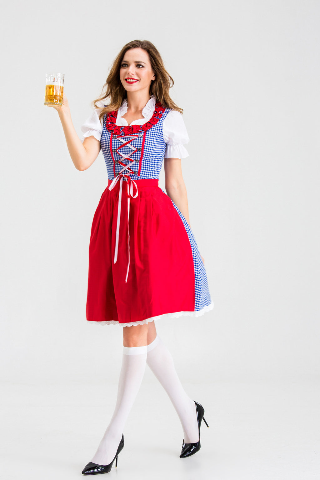 Red Plaid Maid Costume for Women, costume photo