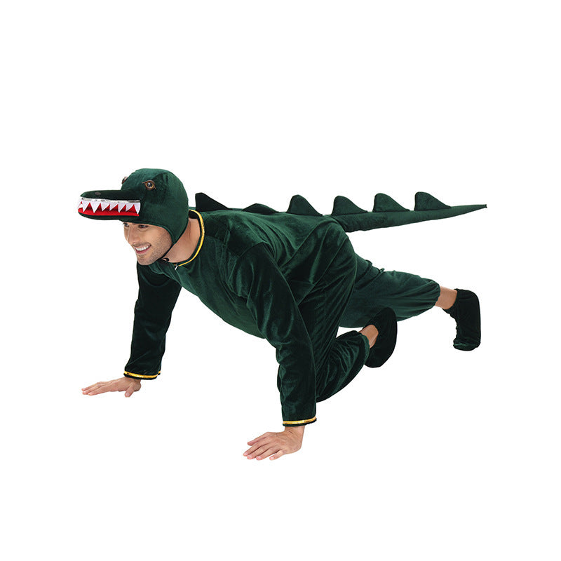 AdultHalloween Cosplay Costume Thick Crocodile Onesie Stage Role Play Outfit Party Wear