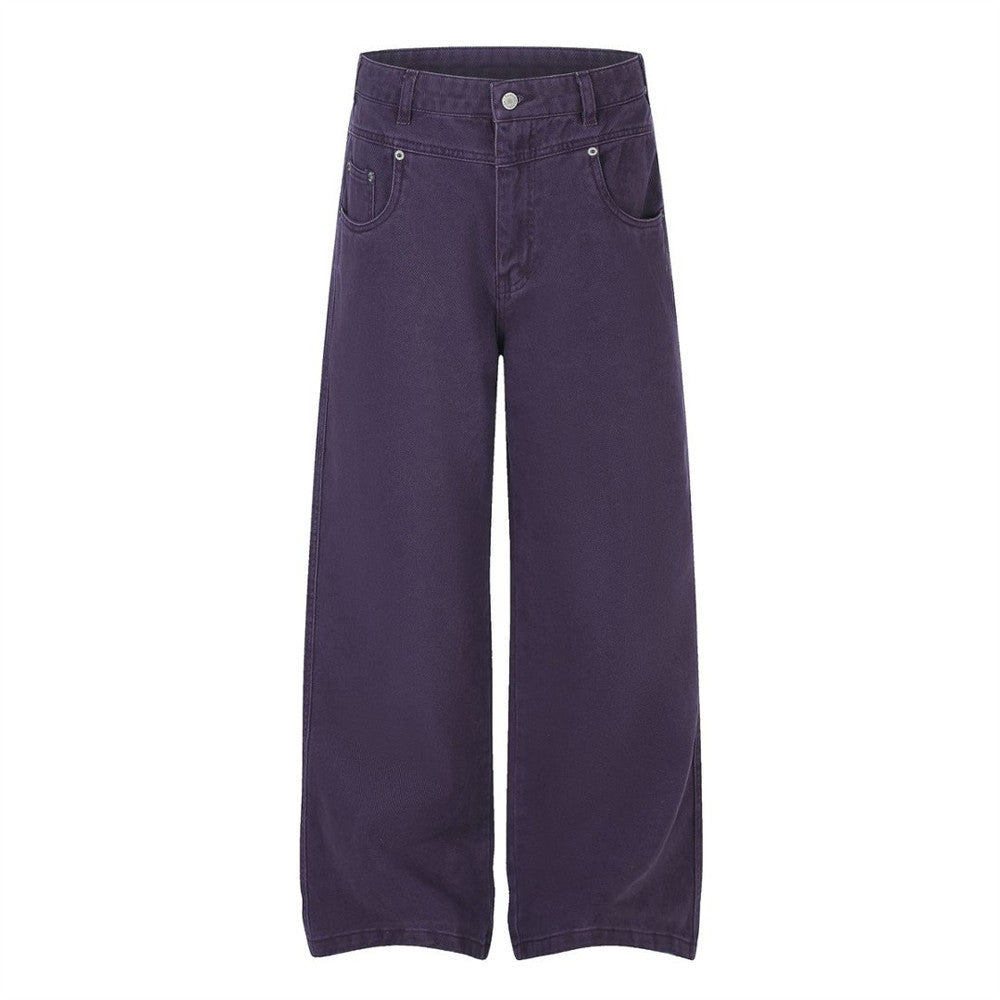 Men's  Retro Distressed Straight Wide-Leg Pants, Vibe Casual Workwear Trousers