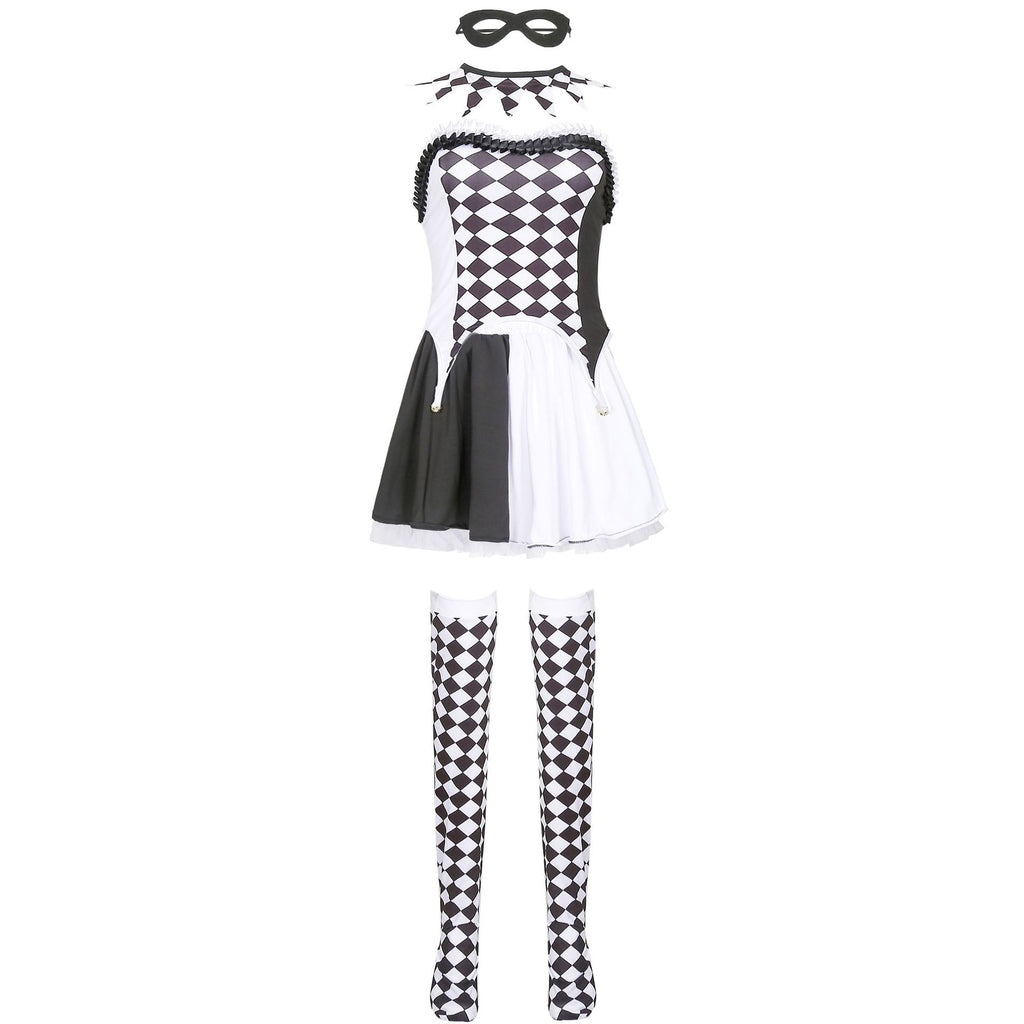 Vampire Jester Clown Costume for Adults, product photo 2 on a white background