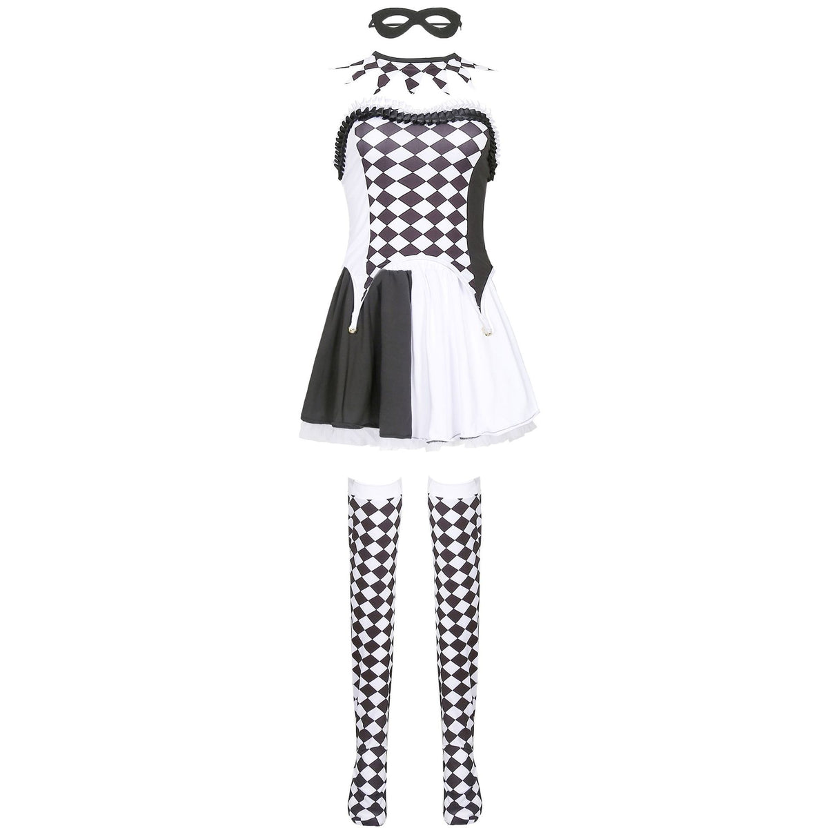Vampire Jester Clown Costume for Adults, product photo 2 on a white background