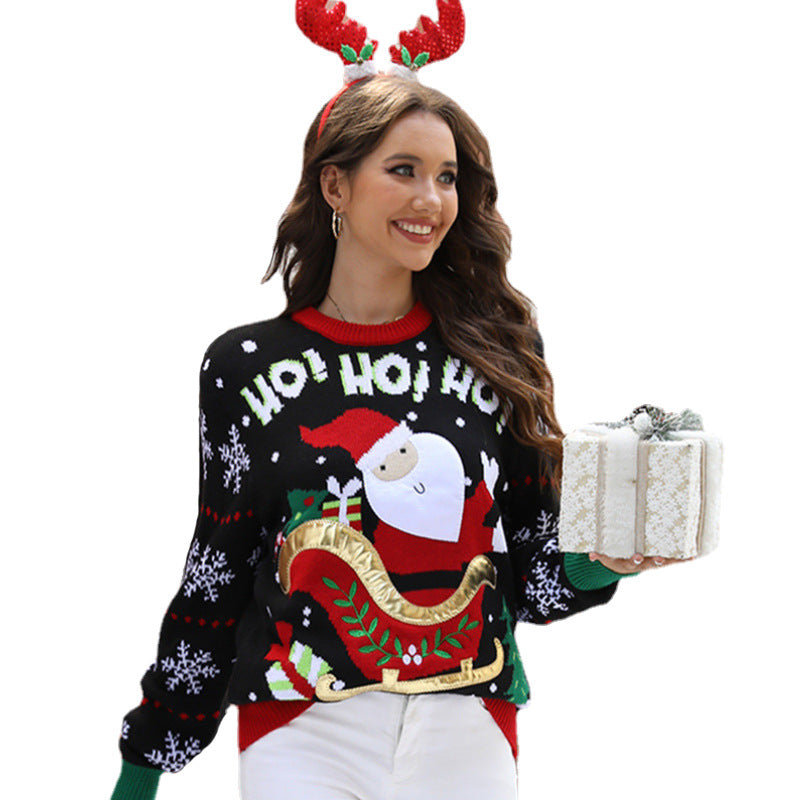 Santa Claus embroidery pullover Christmas sweater