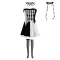 Vampire Clown Devil Costume for Women, front view on a white background
