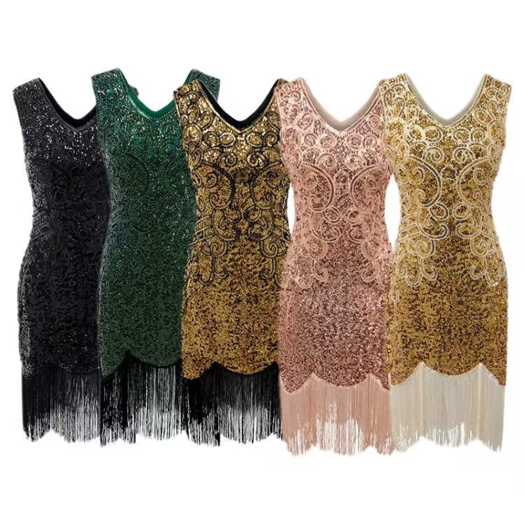 1920s Flapper Gatsby Sequin Fringe Dress for Women, costume photo