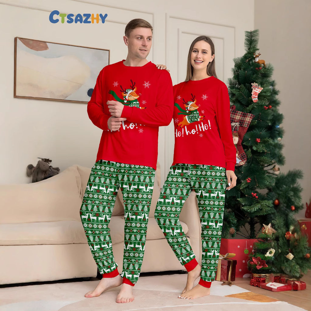 Christmas Tree Deer Snowflake Printed Family Matching Pajamas Sleepwear