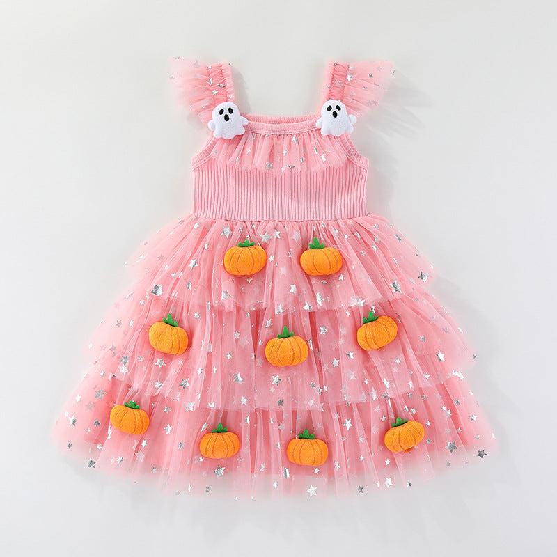 Pumpkin Ghost Lace Dress for Girls, costume photo 5
