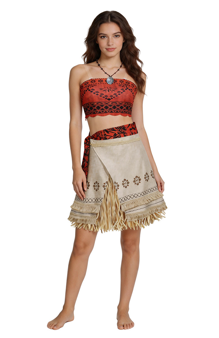 Moana Costume Women Dress Grass Skirt Set Adult Halloween Cosplay – photo 5
