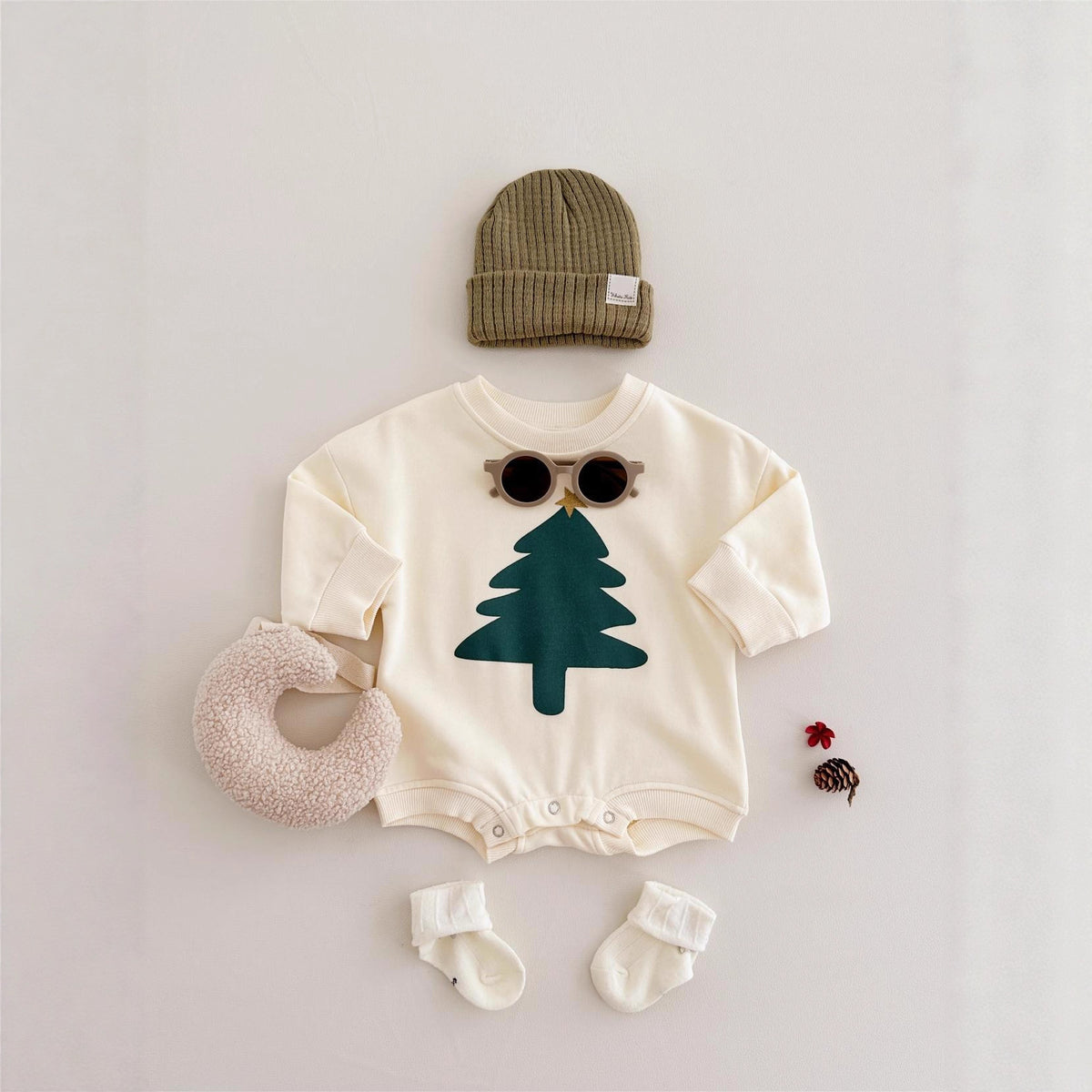 Christmas tree letter printed long sleeved baby triangle jumpsuit autumn