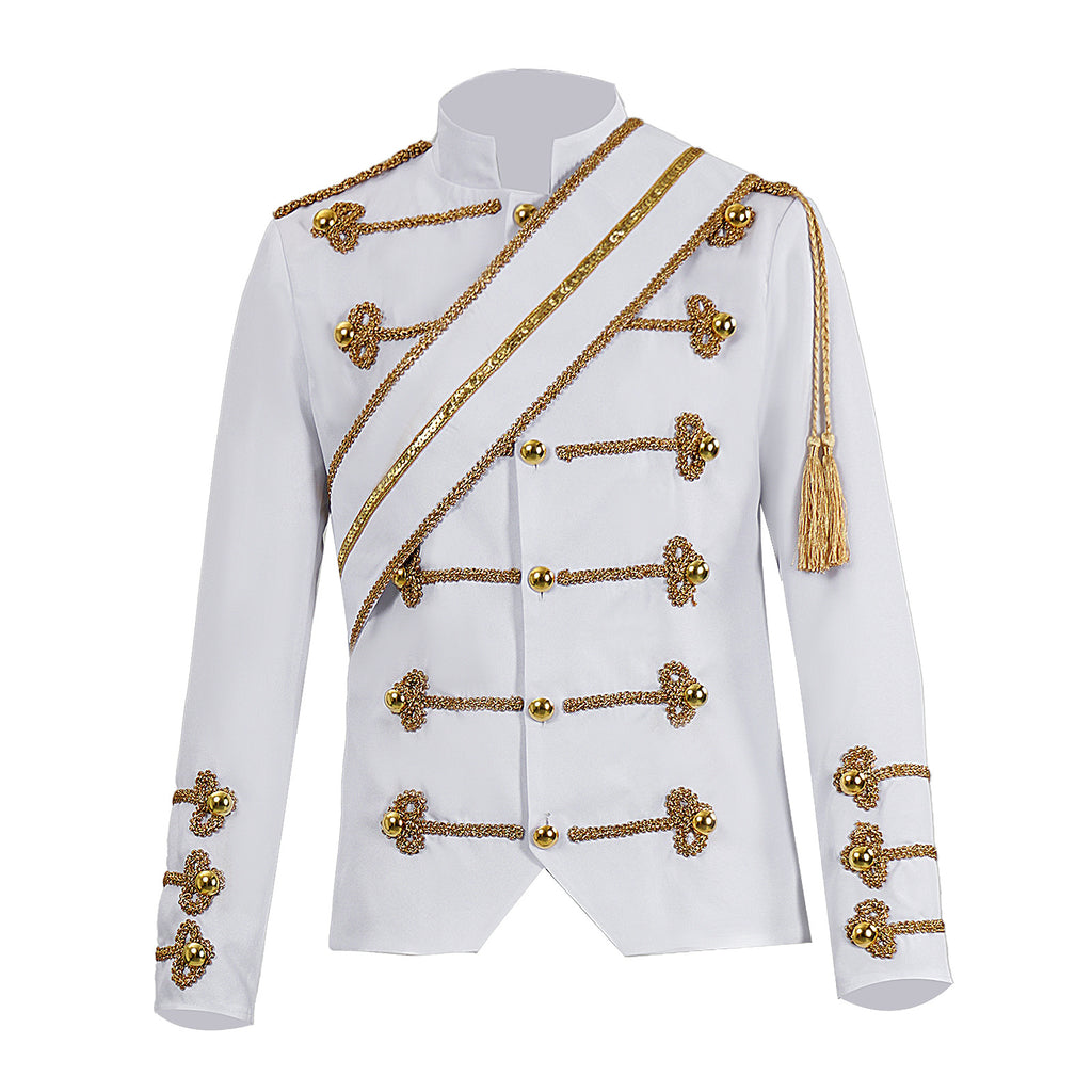 Pop King Military Jacket Costume for Men, front view on a white background