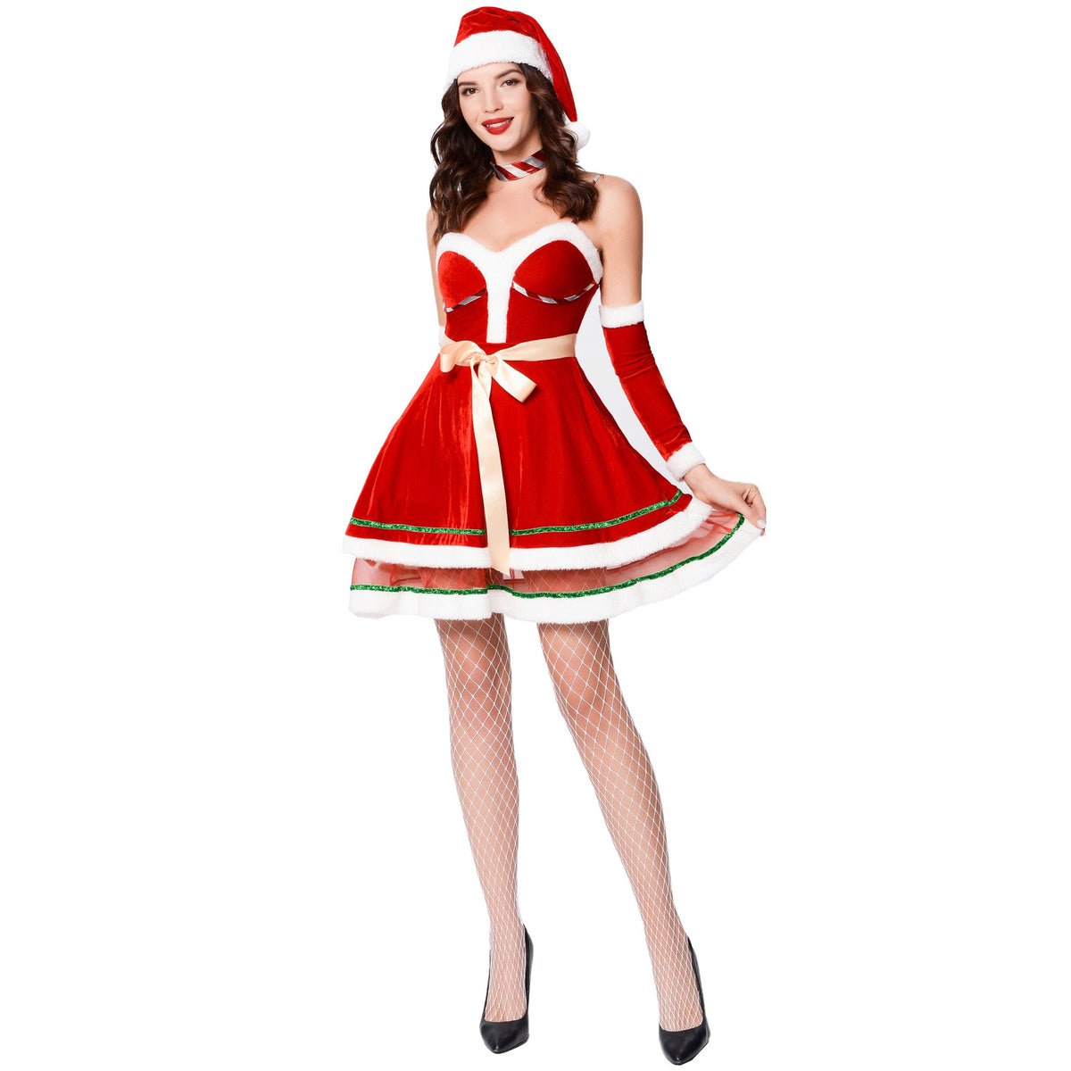 Red Christmas Dress for Women, product photo 2 on a white background