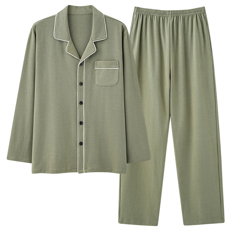 Long sleeved cardigan home wear men's pajamas set