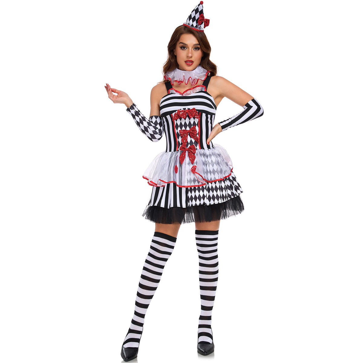 Circus Clown Costume for Women, product photo 3 on a white background