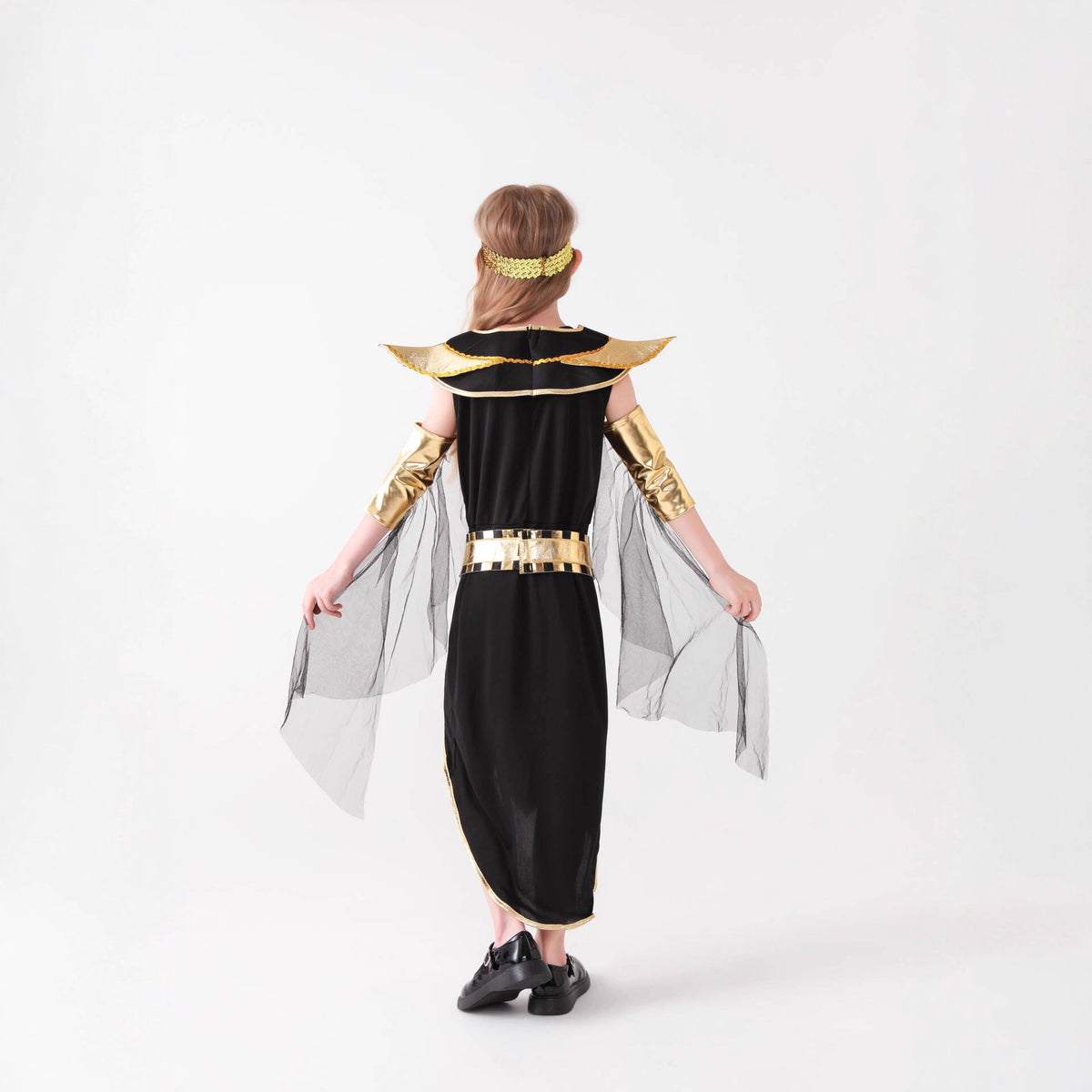 Egyptian Queen Costume for Girls, front view on a white background