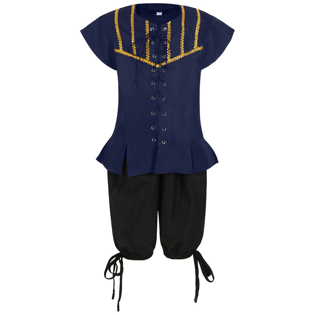 Caribbean Pirate Costume for Girls and Boys, product photo 3 on a white background