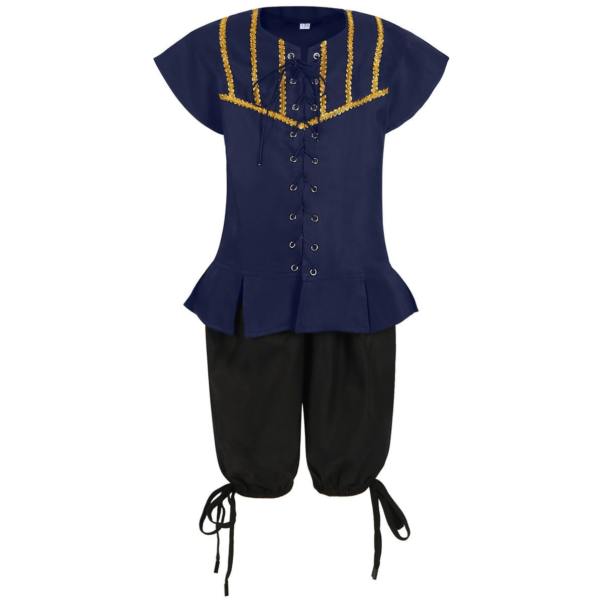 Caribbean Pirate Costume for Girls and Boys, product photo 3 on a white background