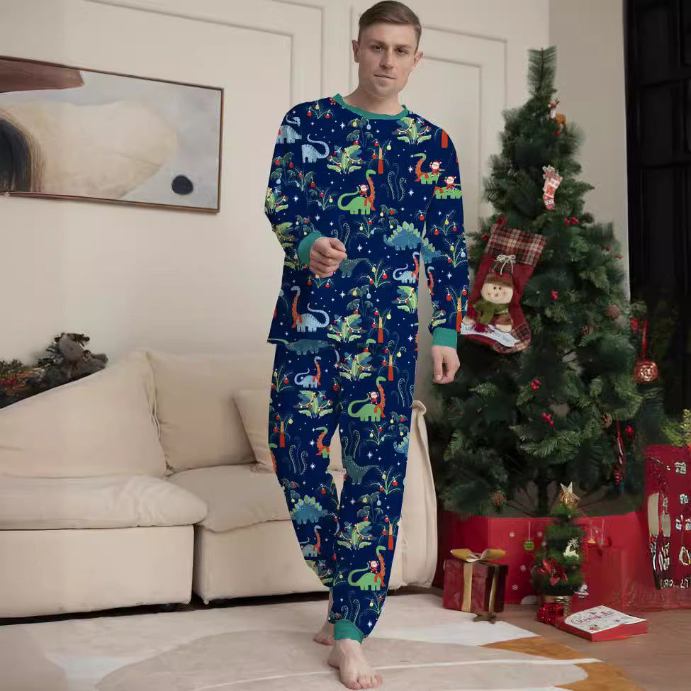 Cotton Printed Family Christmas Pajamas for Kids, Boys and Girls with Dog and Dinosaur Design