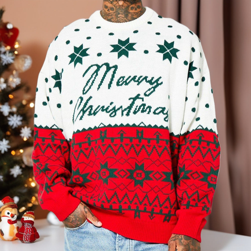 Christmas Knitwear Christmas Jacquard Loose Hooded Sweater