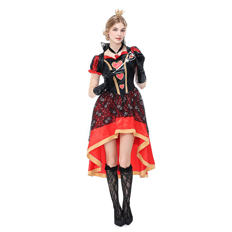 Queen of Hearts Costume Women Halloween Cosplay Poker Tuxedo Outfit