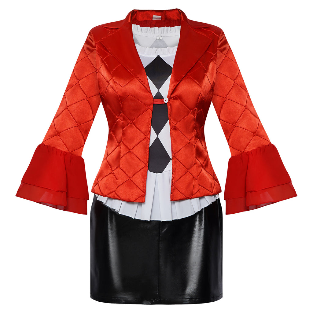 Red Villain Clown Costume for Women, costume photo 2