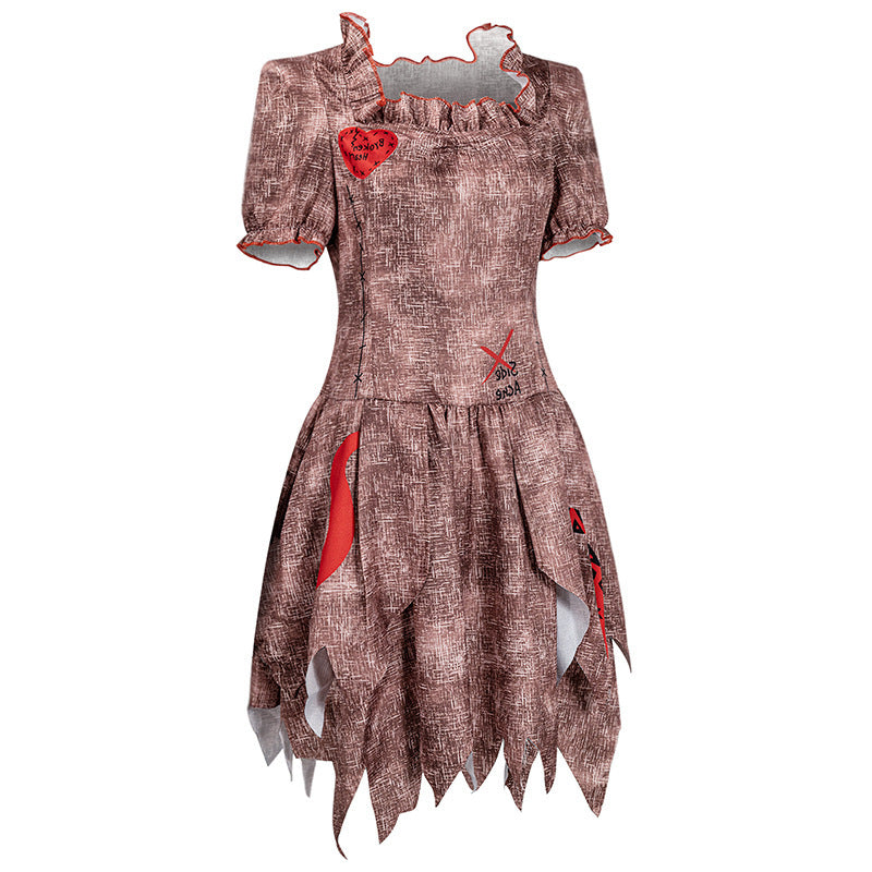 Evil Doll Ghost Bride Clown Costume for Kids and Adults, costume photo