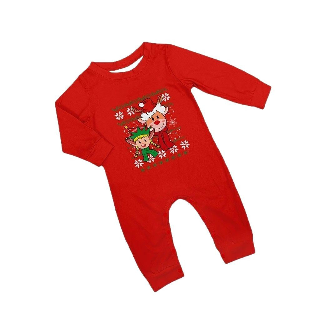 Deer Snowman Stripe Christmas Family Matching Printed Loungewear Pajamas