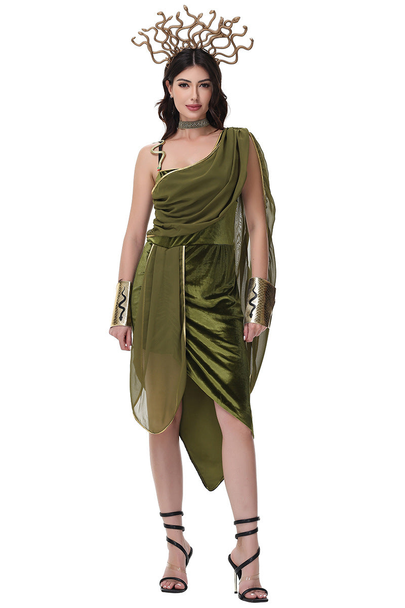 Egyptian Queen Witch Roman Lady Costume for Women, front view on a white background