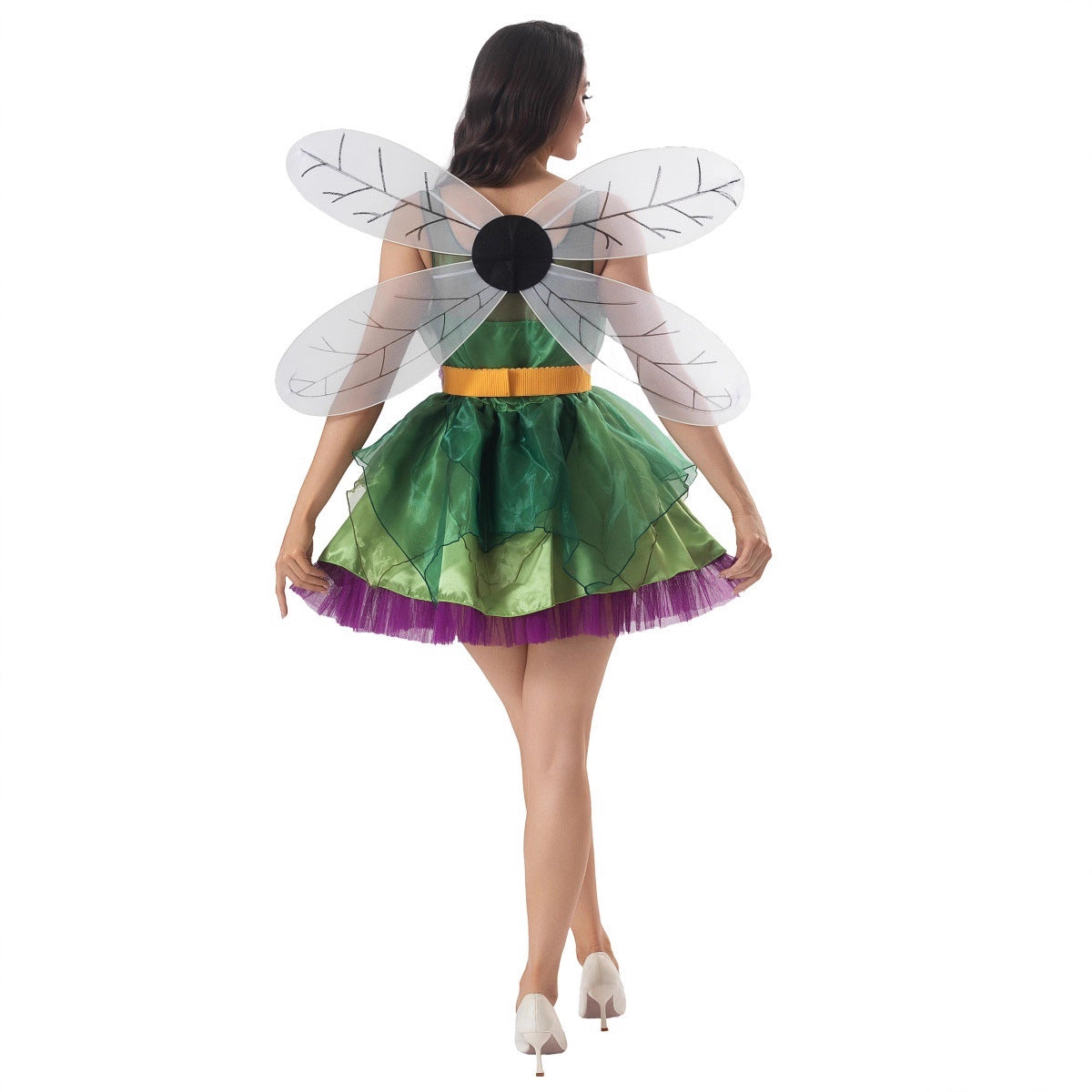 Halloween Wizard of  Adult Green Elf Cosplay Fairy Princess Dress Stage Performance Costume