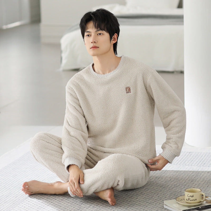 Winter pajamas men's pullover can be worn as outerwear home clothes
