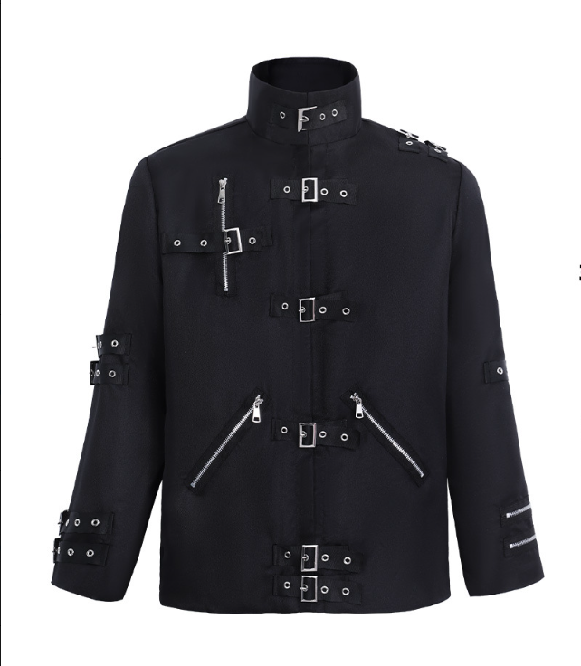 Jackson MJ Style Black Sash Jacket Costume for Adults, product photo 4 on a white background