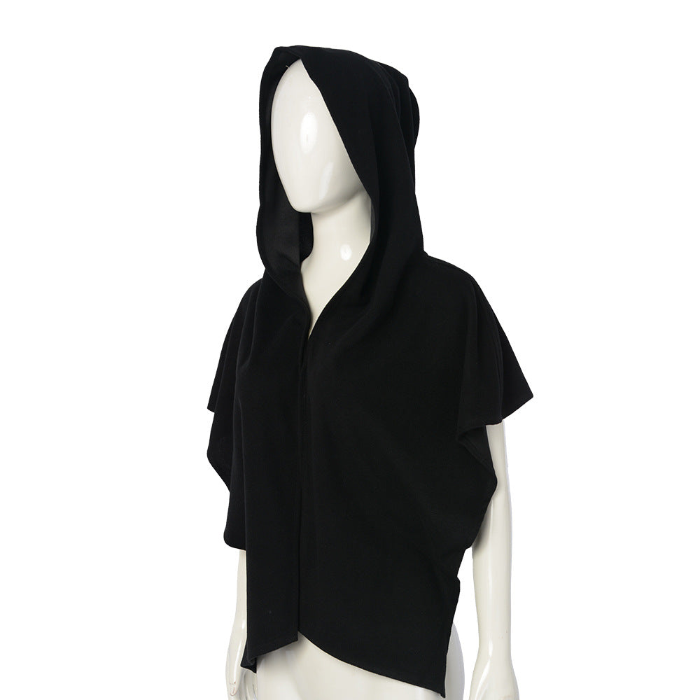 Medieval Hooded Short Cape for Adults, product photo 4 on a white background