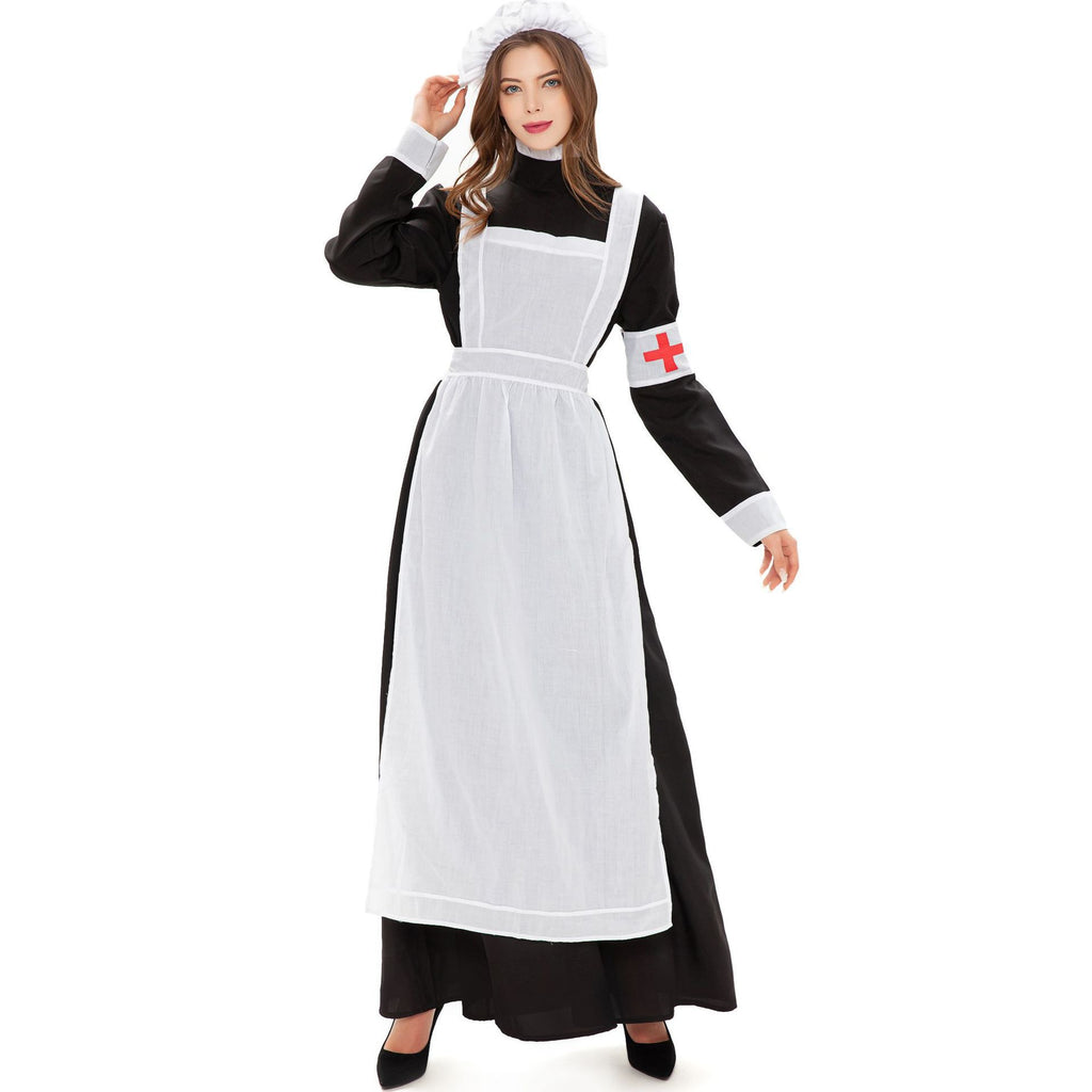 Maid Dress Costume Women Halloween Cosplay Black White Outfit