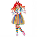 Creepy Clown Costume for Girls, front view on a white background